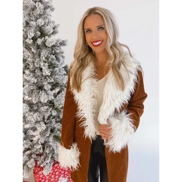Show Me Your Mumu Corduroy Fur Penny Lane Coat Size XS - Picture 16 of 16